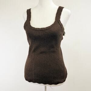 ANDREW GN Wool Blend Knit Tank Brown Metallic Womens 48 France Quiet Luxury